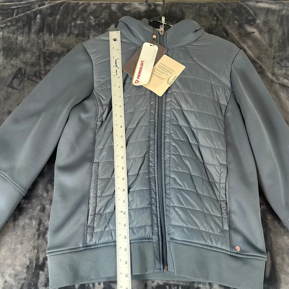 Calia Moto Jacket Womens Large Gray‎ Primaloft Insulated Hooded Full Zip m